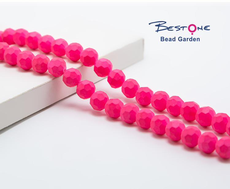 Hot Pink Faceted Round Glass Beads