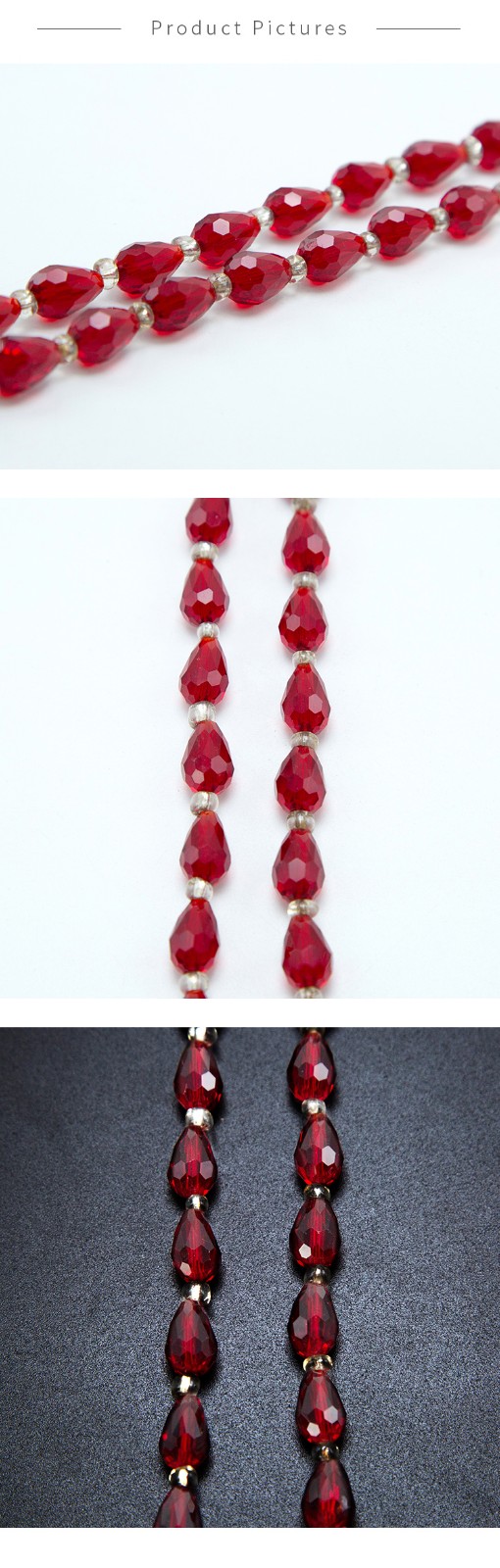 Red Glass Beads Faceted Teardrop Beads