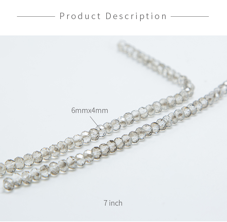 Transparent gray Faceted Rondelle Glass Beads