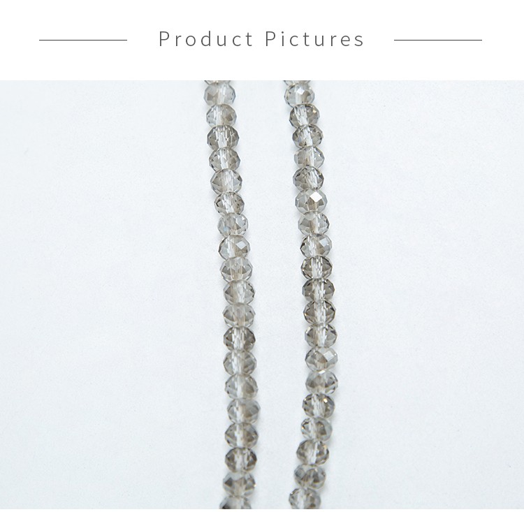 Transparent gray Faceted Rondelle Glass Beads