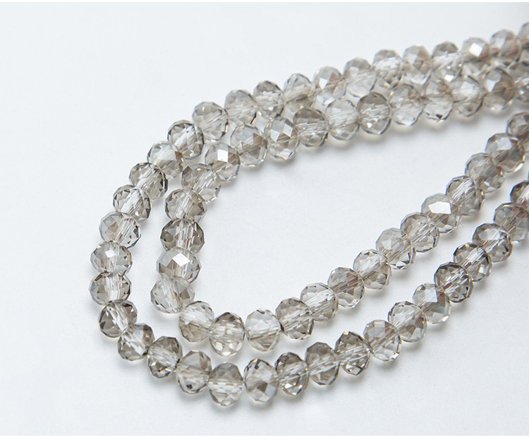 Transparent gray Faceted Rondelle Glass Beads