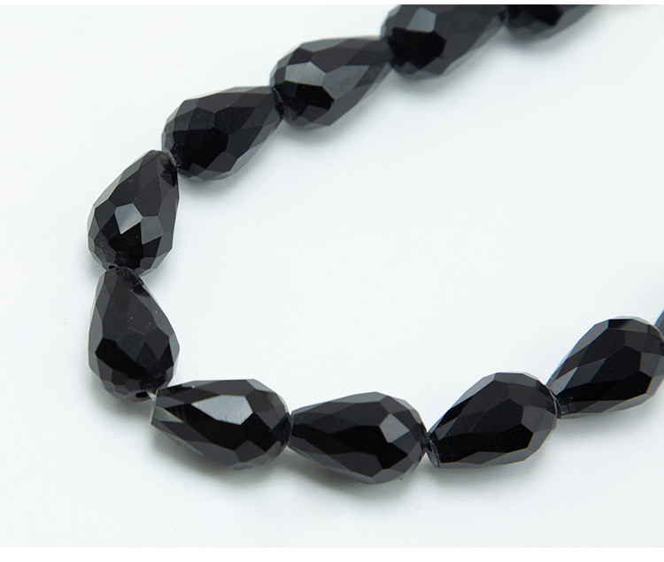 Black Glass Beads Faceted Teardrop Beads
