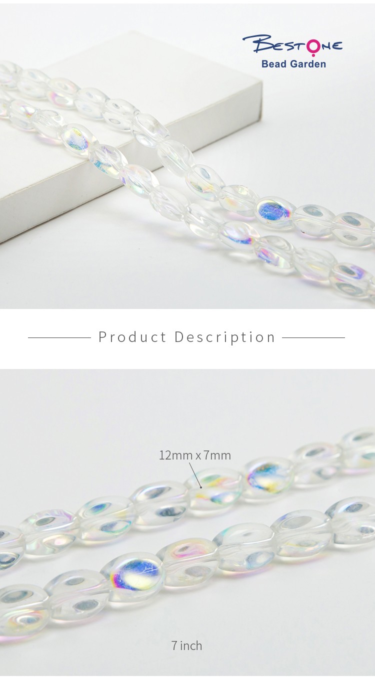 Transparent and AB Iris Glass Beads Twist Beads