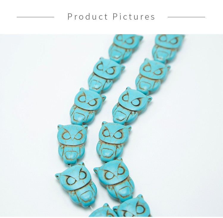 Blue Crackle Howlite Owl Beads Cute Gemstone Beads