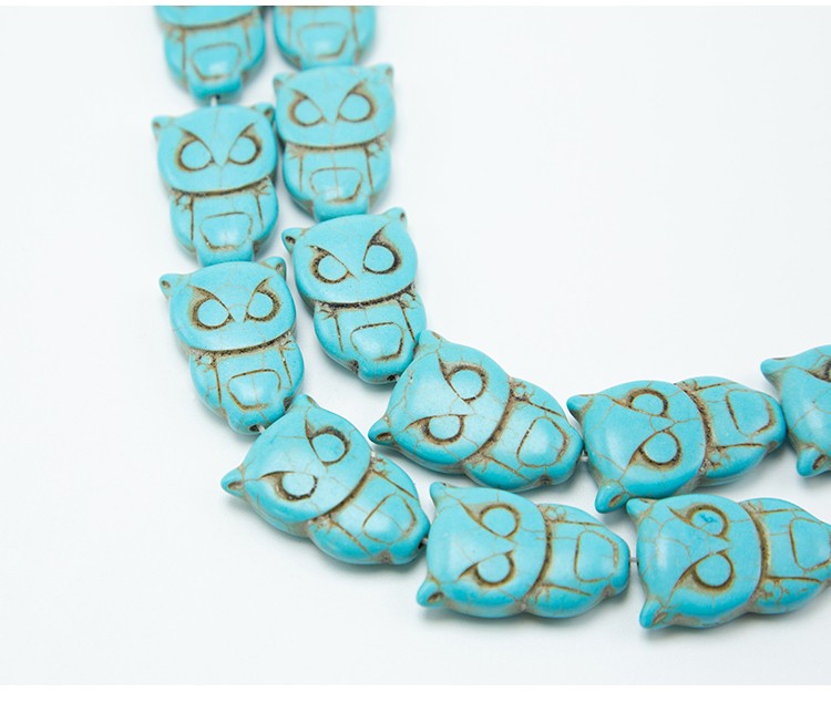 Blue Crackle Howlite Owl Beads Cute Gemstone Beads