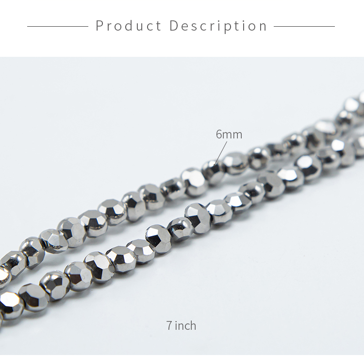 Silver Glass Beads Faceted Lentil Beads