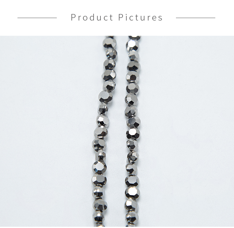Silver Glass Beads Faceted Lentil Beads