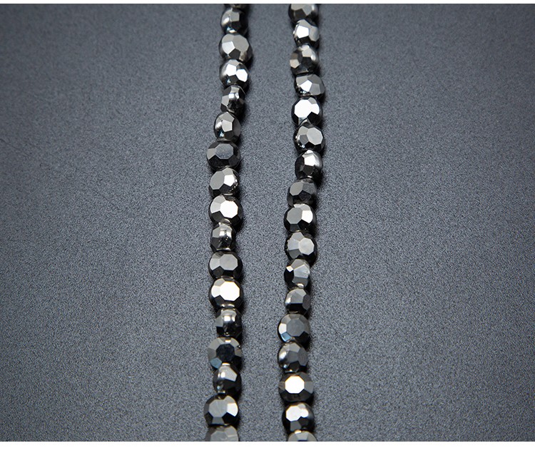 Silver Glass Beads Faceted Lentil Beads