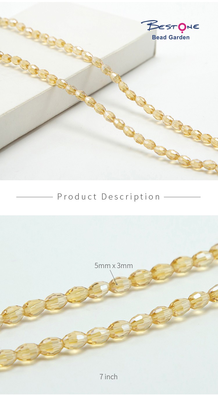 Faceted Oval Glass Beads Champagne Glass Beads