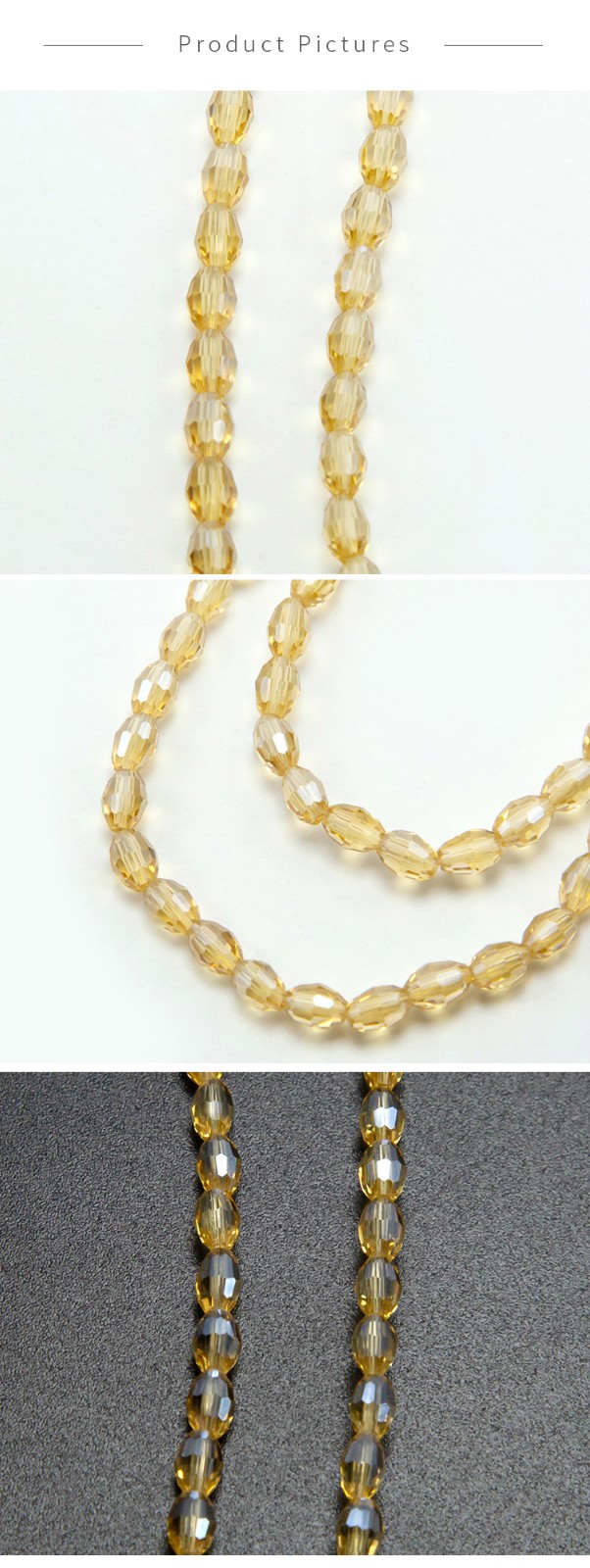 Faceted Oval Glass Beads Champagne Glass Beads