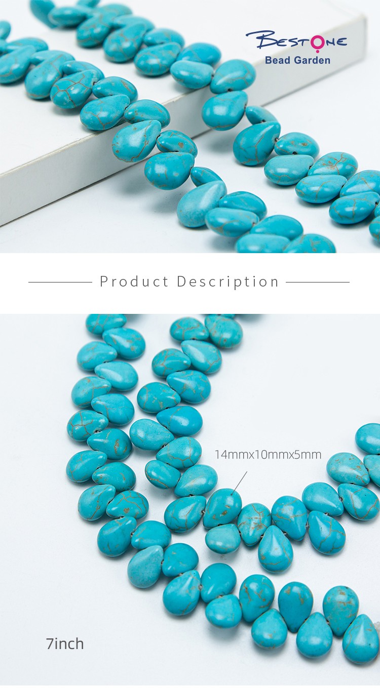 Dyed Howlite Flat Teardrop Beads