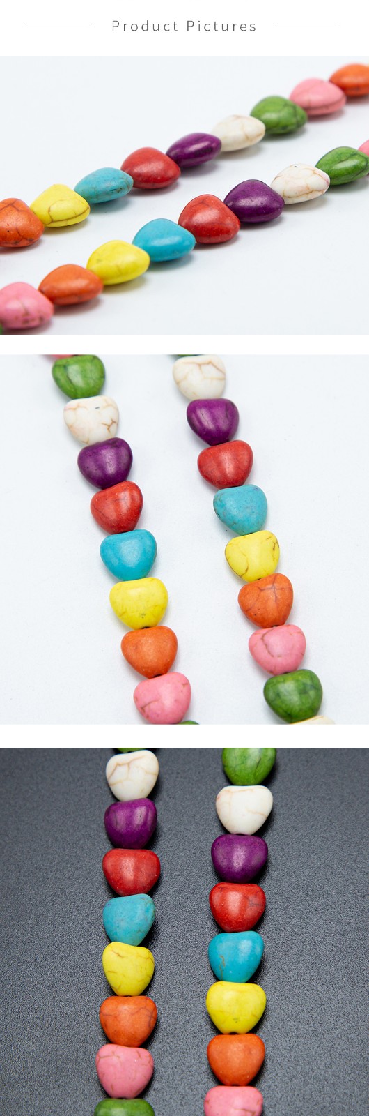 Multi Color Dyed Howlite Heart Beads