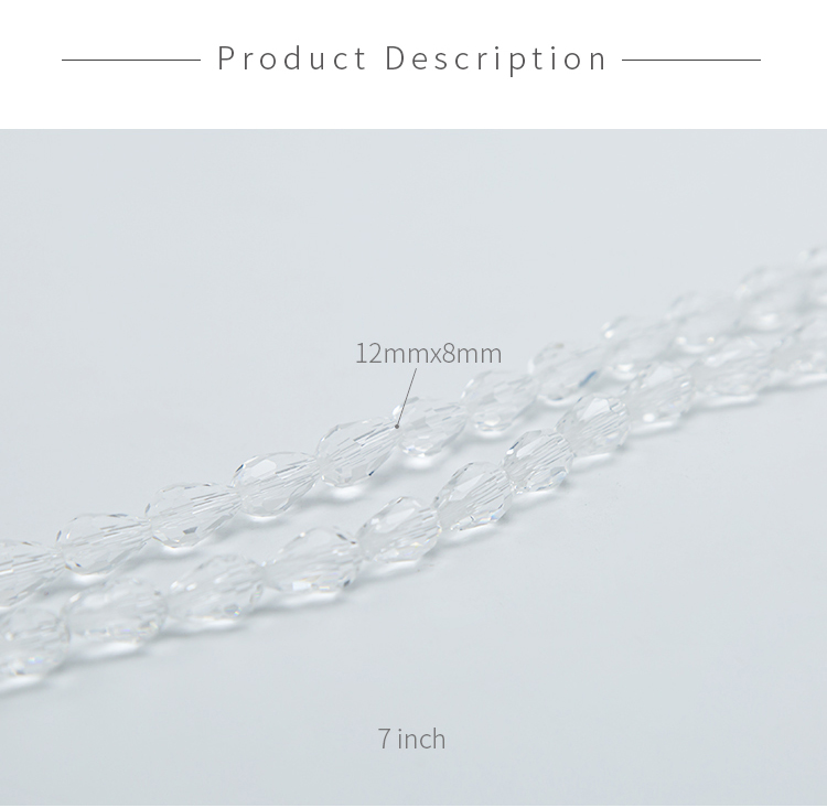 Transparent with AB Iris Glass Beads Faceted Teardrop Beads