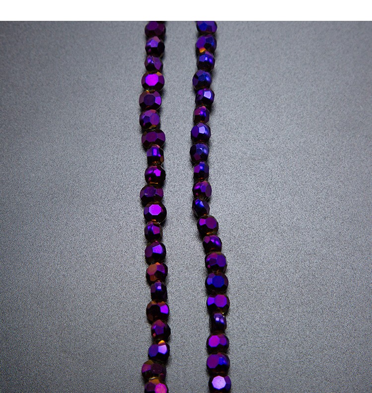 Purple Glass Beads Faceted Lentil Beads