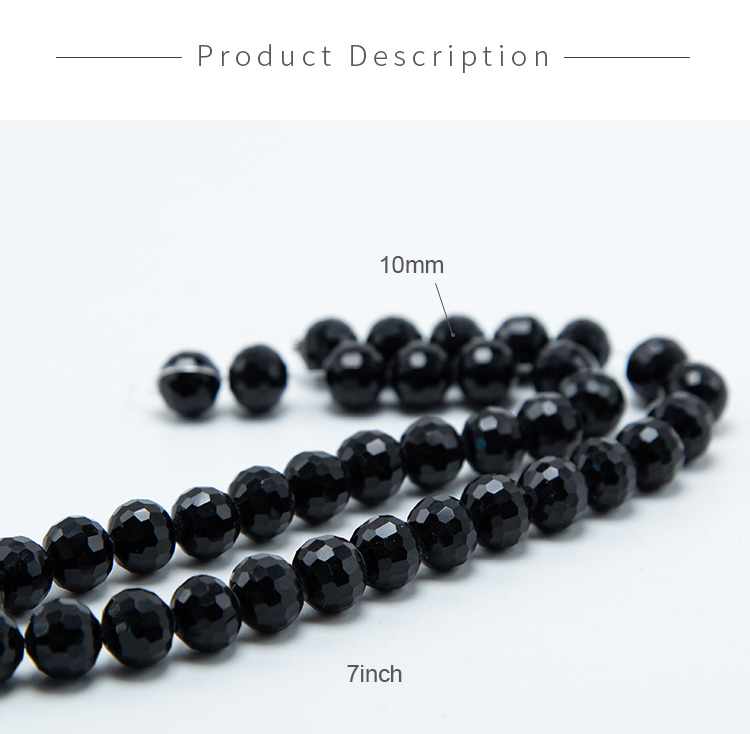 Opaque Black Faceted Round Glass Beads