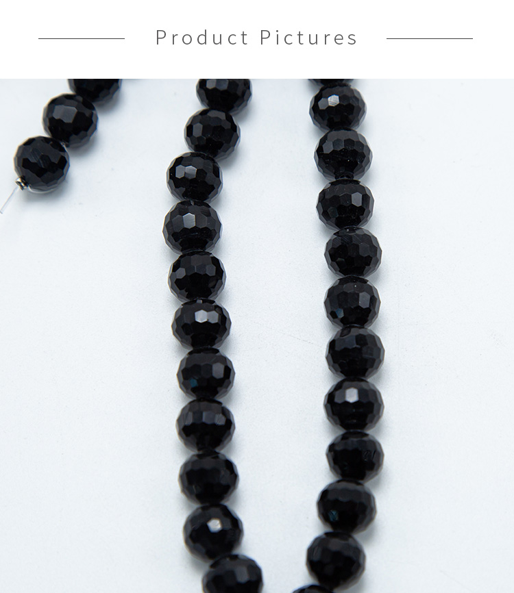 Opaque Black Faceted Round Glass Beads