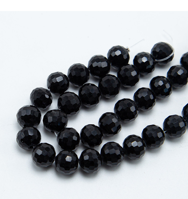 Opaque Black Faceted Round Glass Beads