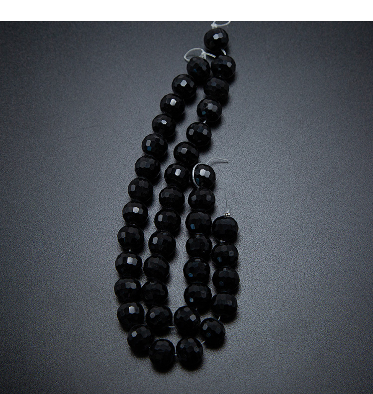 Opaque Black Faceted Round Glass Beads