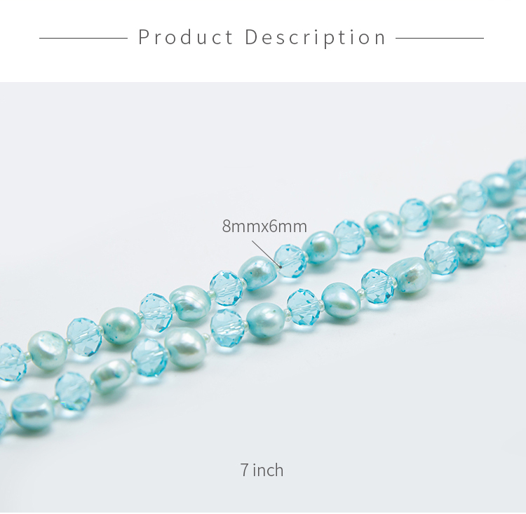 Blue Faceted Rondelle Glass Beads and Dyed Pearl Beads