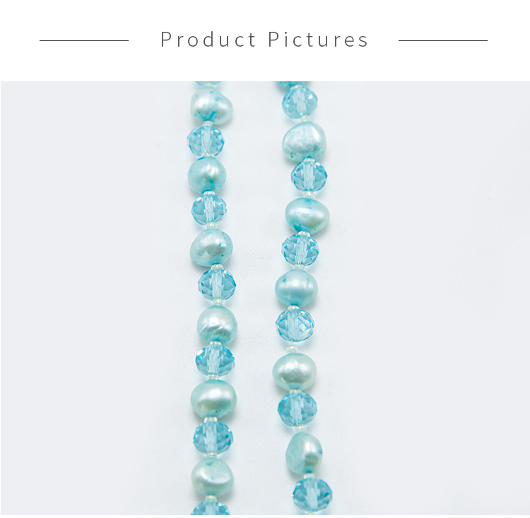 Blue Faceted Rondelle Glass Beads and Dyed Pearl Beads