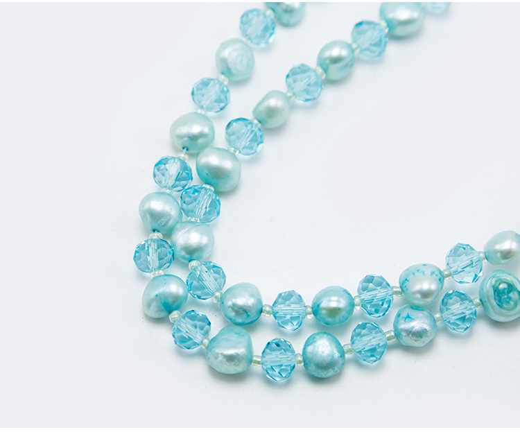 Blue Faceted Rondelle Glass Beads and Dyed Pearl Beads