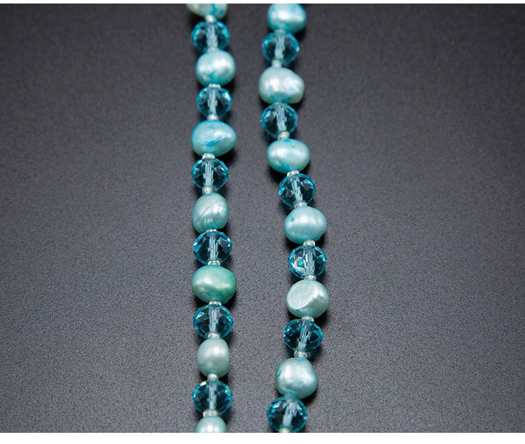 Blue Faceted Rondelle Glass Beads and Dyed Pearl Beads