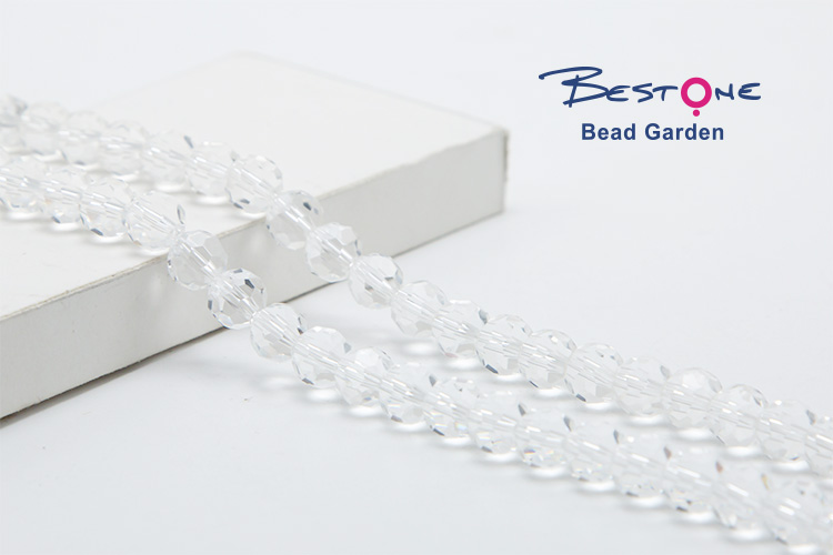 Clear Faceted Round Glass Beads