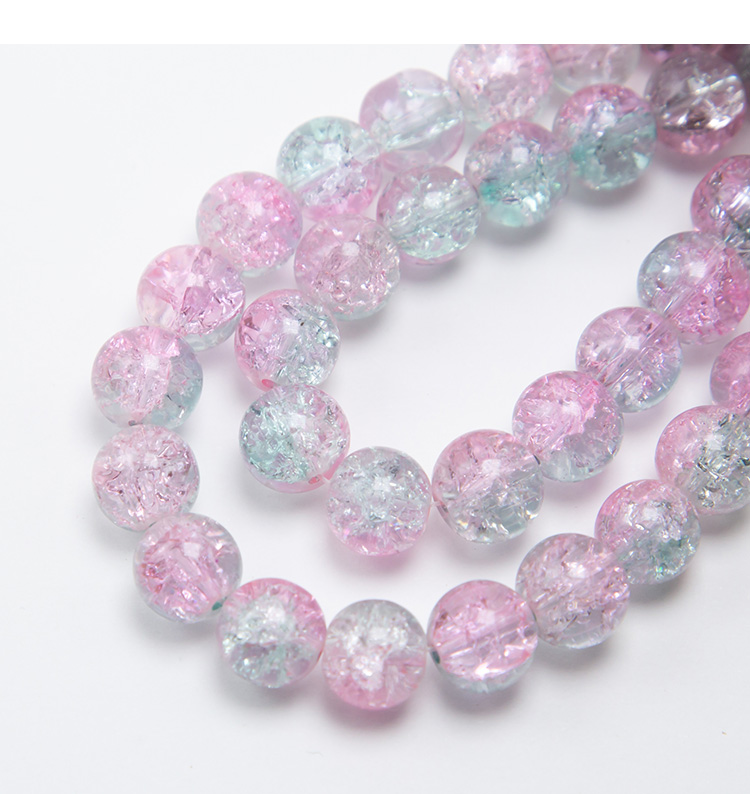 Pink and Blue Crackle Beads Round Glass Beads