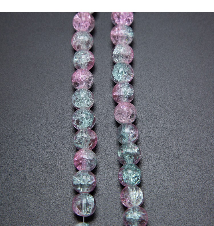 Pink and Blue Crackle Beads Round Glass Beads