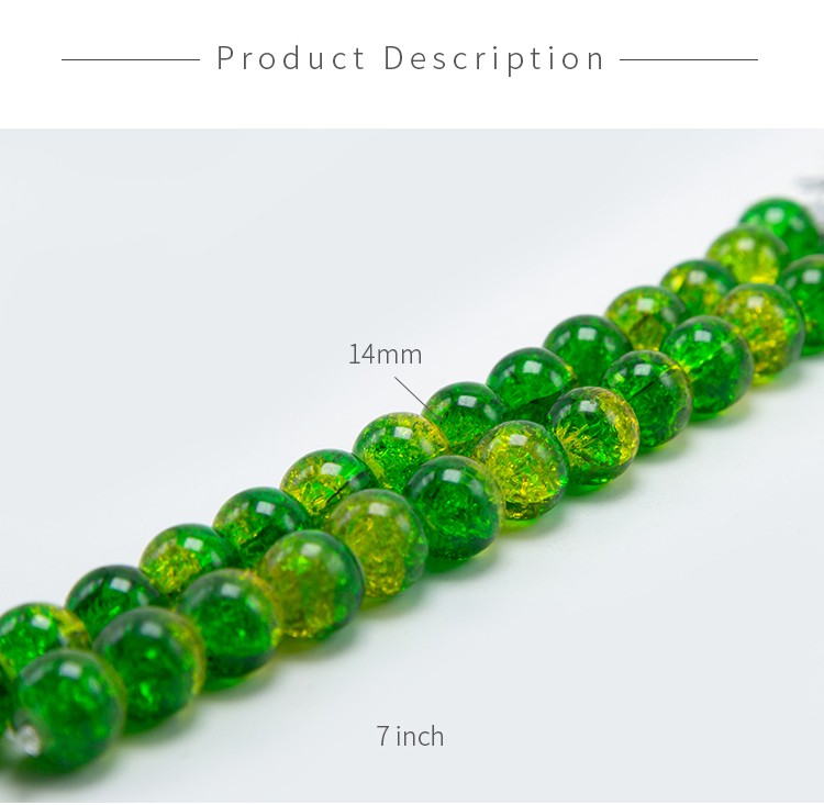 Crackle Glass Beads Yellow with Green  Round Glass Beads