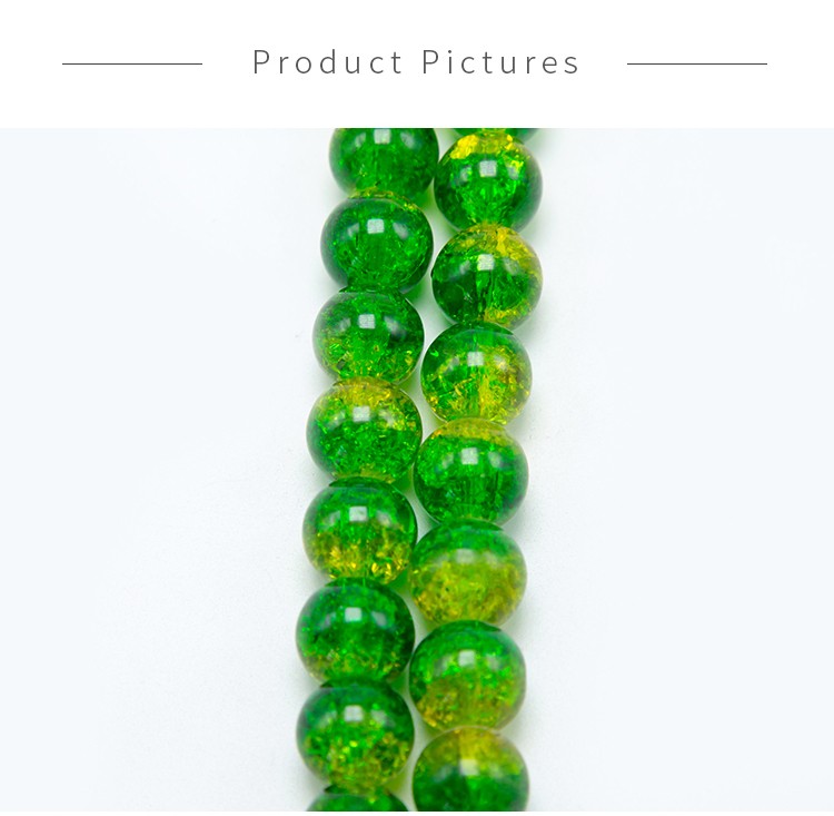 Crackle Glass Beads Yellow with Green  Round Glass Beads