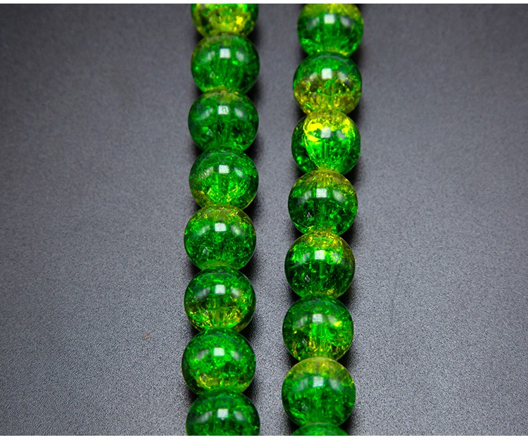 Crackle Glass Beads Yellow with Green  Round Glass Beads