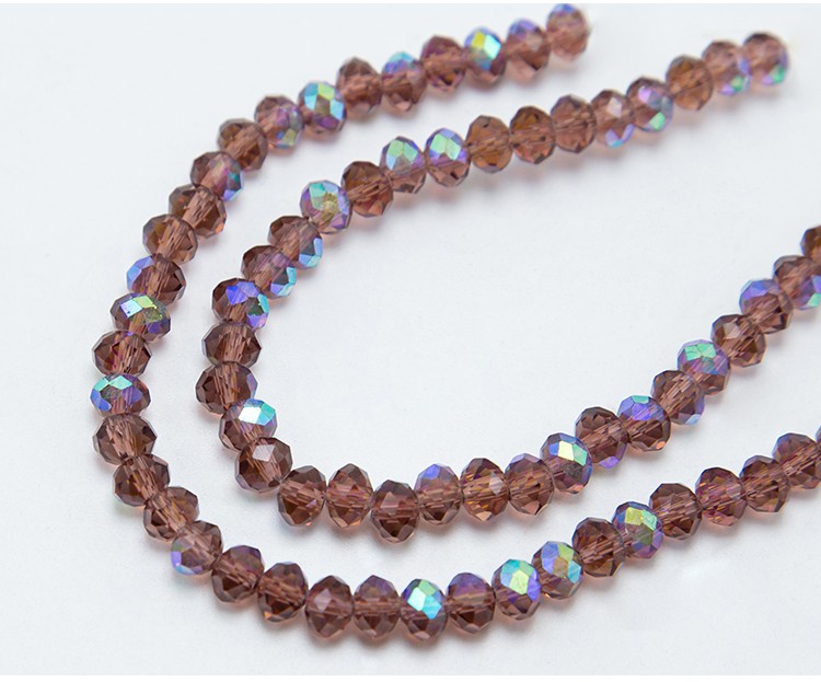 Purple with AB Iris Faceted Rondelle Glass Beads