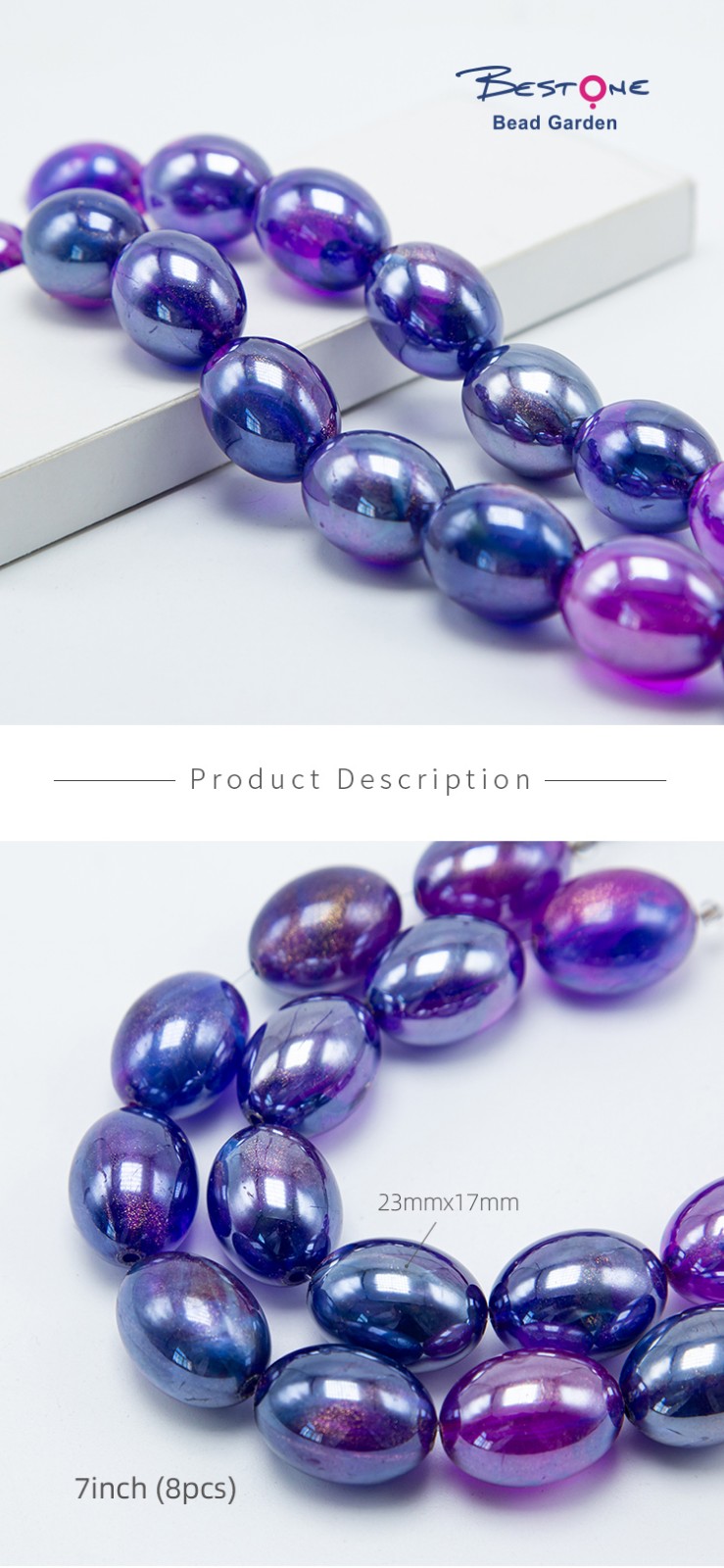 Purple Acrylic Oval Beads