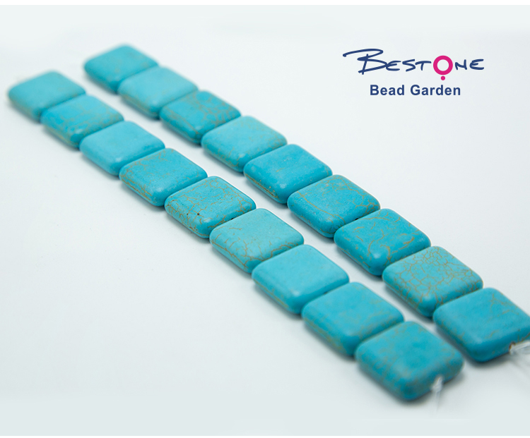 Blue Dyed Howlite Square Beads Gemstone Beads