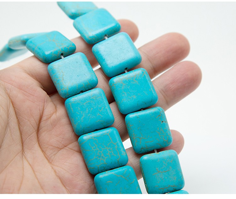 Blue Dyed Howlite Square Beads Gemstone Beads