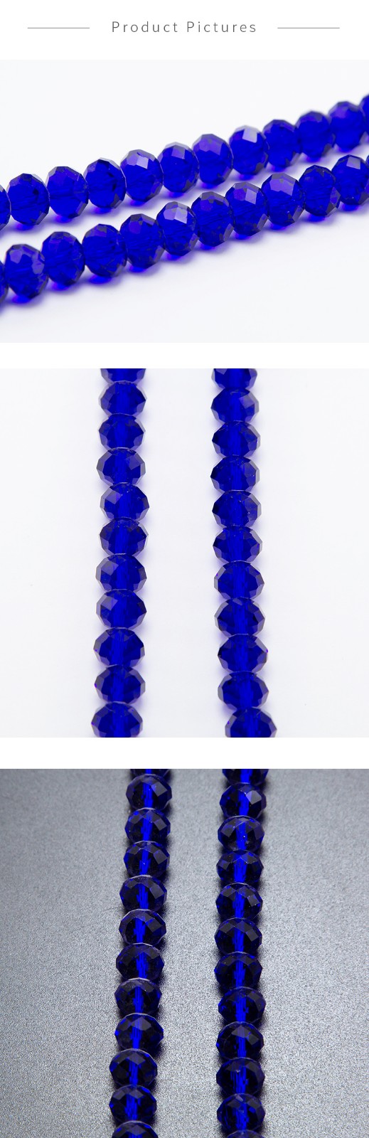 Dark Blue Faceted Rondelle Glass Beads
