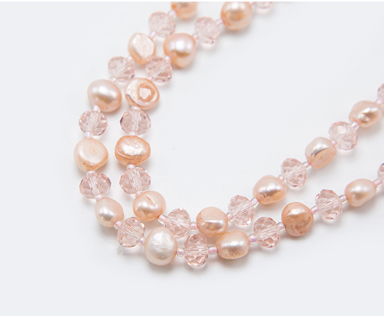 Pink Faceted Rondelle Glass Beads and Dyed Pearl Beads