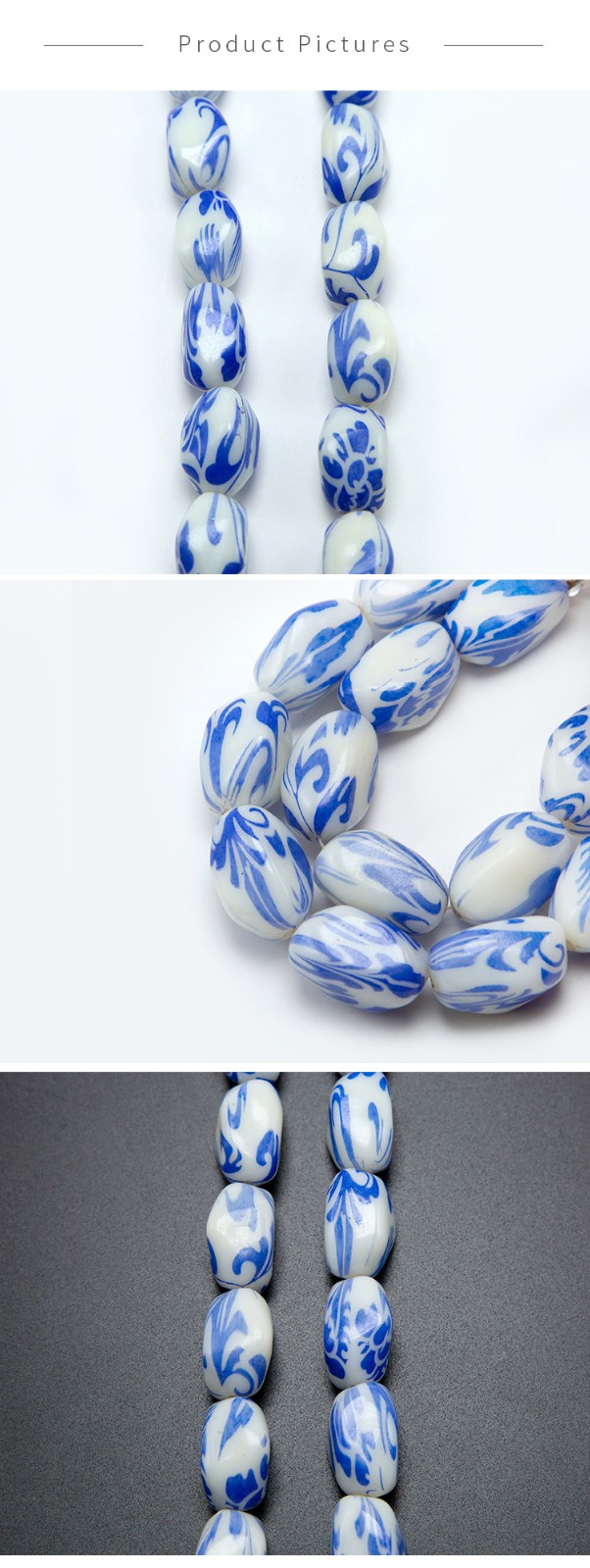 Fancy Acrylic Beads White and Blue Flower Acrylic Beads