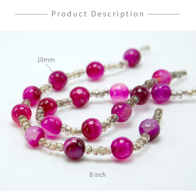 Hot Pink Dyed Agate Faceted Round Beads Gemstone Beads