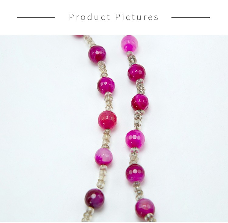 Hot Pink Dyed Agate Faceted Round Beads Gemstone Beads