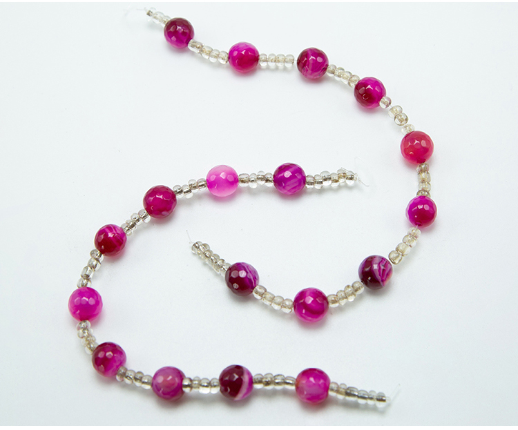 Hot Pink Dyed Agate Faceted Round Beads Gemstone Beads