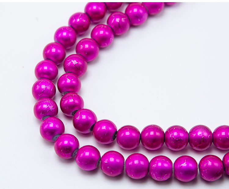 Hot Pink Round Painted Glass Beads