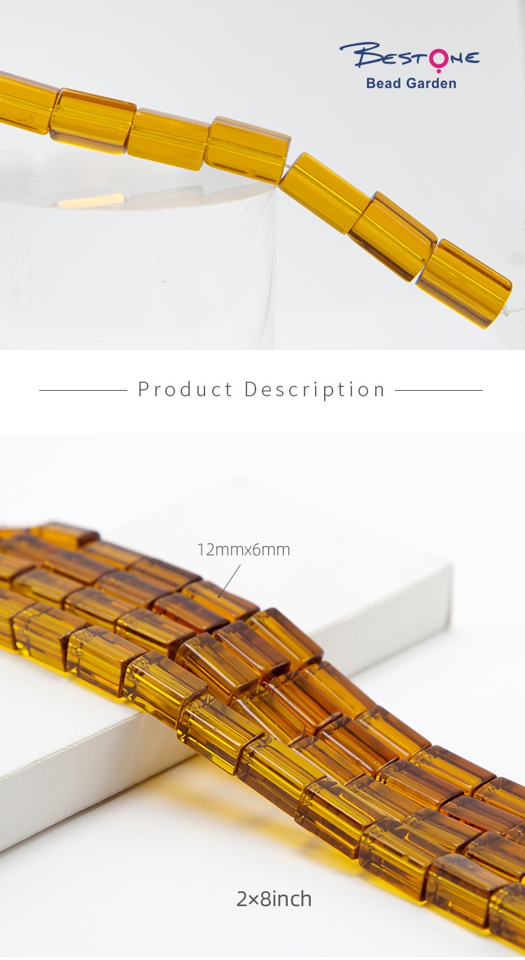 Amber Color Glass Beads Rectangular Glass Beads