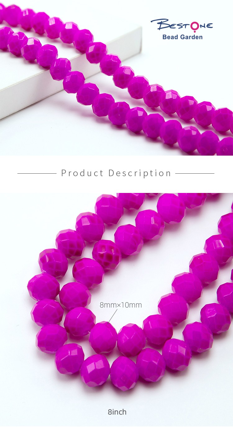 Hot Pink Faceted Rondelle Painted Glass Beads