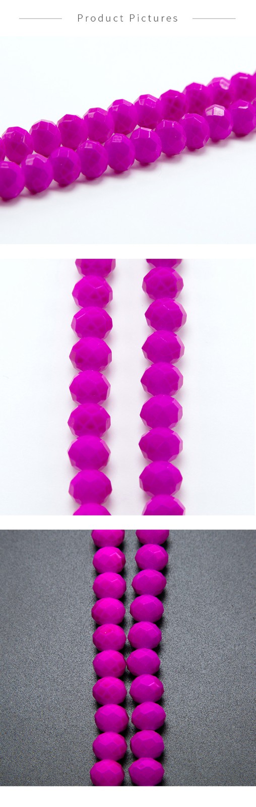 Hot Pink Faceted Rondelle Painted Glass Beads