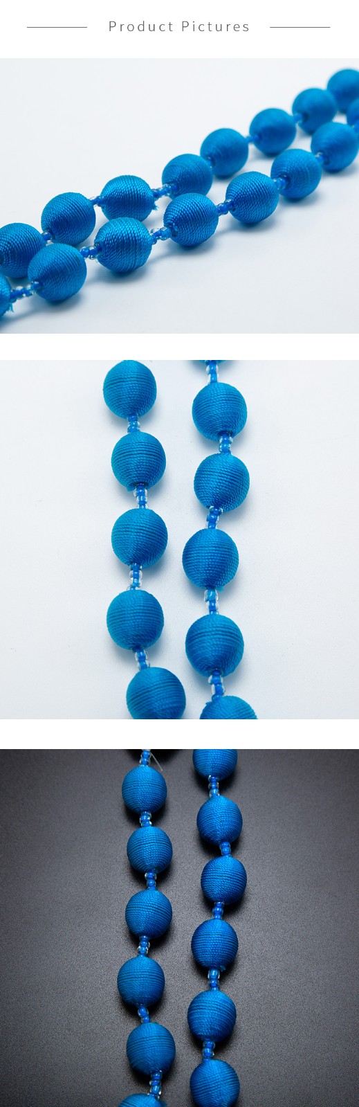 Round Acrylic Beads with Blue Cord Acrylic Beadss