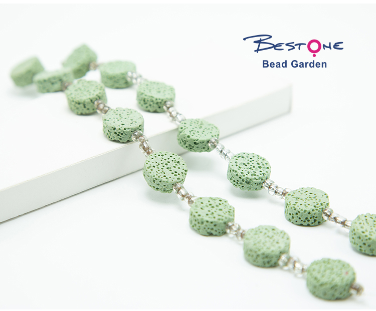 Green Lava Lentil Beads