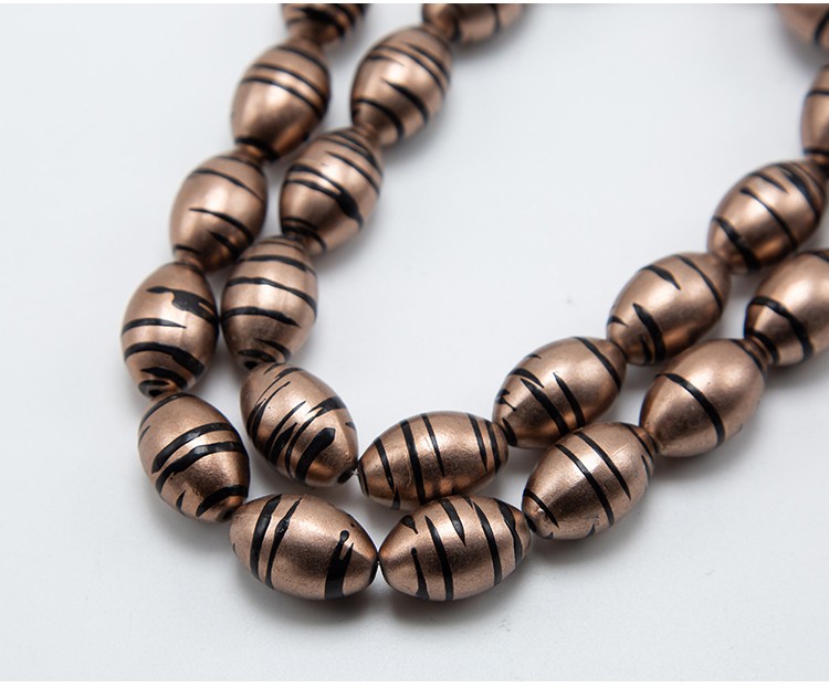 Brown with Black Stripe Acrylic Oval Beads