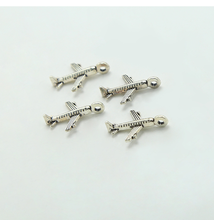 Airplane Antique Silver Charm